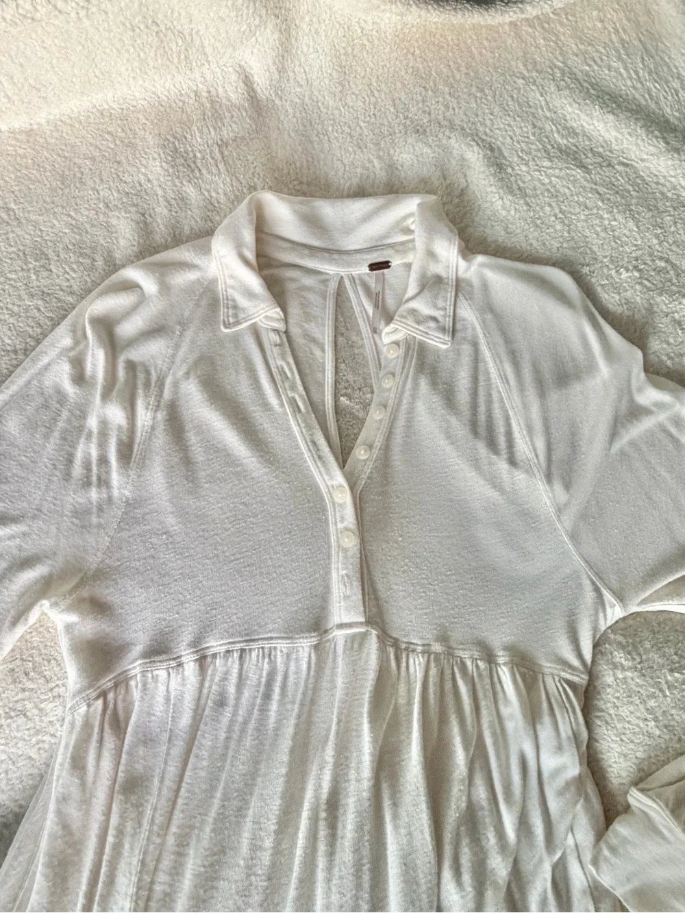 Free People Ivory Empire Waist Tiered Tunic Top XS